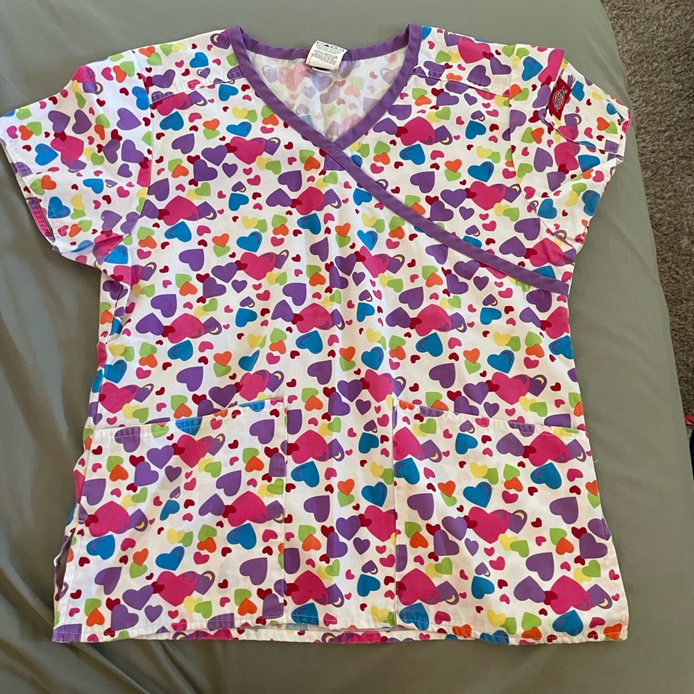 Heart Print Scrub Top